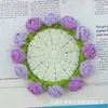 Nuevo Posavasos de Ganchillo Terminado Flor de Rosa Hecho a Mano Posavasos de Lana Simple Creativo Aislante Decoración de Escritorio Regalo