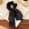 Cinta de coleta de lunares inspirada en celebridades, scrunchie, lazo, goma para el pelo, accesorio para el pelo, cinta para el pelo de tela elegante