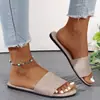 Sandálias Planas Versáteis Femininas Moda Verão 2024 Estilo Europeu e Americano Transfronteiriço Tamanho Plus Animal Print Leopardo Bico Quadrado