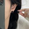 Pendientes tipo gorro con forma de bola de ágata negra de estilo fiebre de plata esterlina S925, de alta calidad, elegantes, de nicho, simples y versátiles