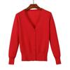 Tops de Color Sólido Confeccionados para Mujer Primavera y Otoño Cárdigan de Punto con Cuello en V Europeo y Americano Chaqueta de Punto Corta para Mujer