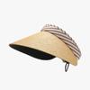 Sombrero de Paja Rayado de Dibujos Animados para Mujer, Estilo Coreano de Verano Lindo de Ala Ancha Transpirable para Exteriores Protección Solar Sombrero de Sol