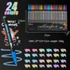 Bolígrafo de doble línea Amazon transfronterizo color pluma de escritura a mano pluma metálica pluma de contorno marcador fluorescente de 36 colores para pintar a mano
