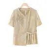 Novos looks de verão 2026 para mães, terninhos de verão elegantes e estilosos para mães, novas blusas de estilo chinês, roupas de manga curta para mulheres de meia-idade e idosas