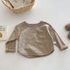 Camiseta Infantil de Algodão de Bambu para Primavera 2025 0-5 Anos Roupa Infantil Coreana Tops Camiseta Básica de Manga Comprida Cor Pura para Bebê Menino