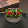 Pendientes de cristal geométrico con incrustaciones de sentido avanzado para nicho, pendientes de moda Joker con temperamento para mujer, joyería de otoño e invierno al por mayor