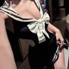 Uniforme de marinero Área restringida del campus Reunión privada Espalda descubierta Atuendo de estudiante Lencería sexy Revelador Deseo puro Tentación 9450