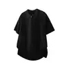 Camiseta de Punto de Malla con Media Cremallera Estilo Japonés Ligero Maduro para Hombre, Top Casual de Manga Corta Holgado de Verano
