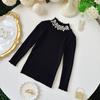 Suéter Básico para Niñas Otoño e Invierno 2025 Suave Infantil Grueso Perla Cuello Medio Alto Dulce Camisa Básica Versátil de Moda