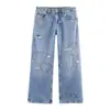Atacado Fabricante de Roupas Femininas Transfronteiriço Verão 2026 Estilo Europeu e Americano Moderno Versátil Casual Simples Jeans Rasgado em Formato de Coração