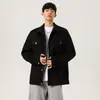 Chaqueta de trabajo retro americana elegante para otoño para hombre, abrigo casual moderno de corte holgado con cuello de solapa