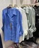 Camisa de Lino Blanco 3Onf, Relajada y Cómoda, Estilo Old Money, 100% Lino, Camisa de Manga Larga Protectora del Sol para Mujer, Top Protector del Sol para Mujer