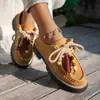 Zapatos Casuales de Encaje con Cuentas de Talla Grande 2025 Otoño Nuevo Comercio Exterior Transfronterizo Gamuza Retro Redondos Mocasines para Mujer
