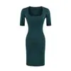 Nuevo Vestido Bodycon Sexy de Cuadrado y Manga Media Estilo Europeo y Americano para Mujer, Vestido Ajustado de Verano 2026, Elegante Vestido Corto