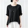 Camiseta Adelgazante de Cadera con Funda de Algodón para Mujer 2026 Verano Talla Grande Manga Corta Delantera Corta Trasera Larga Irregular Top Blanco