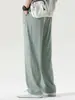 Pantalones de Hielo de Seda Finos de Verano para Hombre con Efecto de Caída, Talla Grande de Pierna Recta Largos, Pantalones Casuales de Pierna Ancha de Moda Estilo Hong Kong para Estudiantes