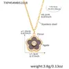 Xinyixinxin Acero Inoxidable Piedra de Cristal Natural Garra Biselada Incrustada Circonita Cuadrada Flor de Cinco Pétalos Conjunto de Collar y Pulsera