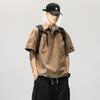 Camisa polo de manga corta para hombre, camisa de trabajo de verano, diseño japonés vintage de solapa de 5 puntos, media manga, camiseta con sentido del estilo rufián.