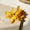 Pinza para el Pelo Lateral de Flor Phalaenopsis Amarilla para Mujer, Accesorio de Pasador de Alta Gama para Combinar con Vestidos, Dulce Accesorio para el Cabello Producto Nuevo