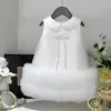 Vestido de niña, vestido de princesa, vestido de cumpleaños para niño de un año, vestido de dama de honor de satén con lazo y cuello de muñeca