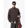 Cardigã de tricô de alta qualidade, moderno, com gola alta, para homens, jaqueta suéter casual estilo retrô americano de outono, peça versátil para casais