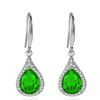 Venta Caliente Moda Gota Gota Color Diamante Aretes Gancho de Oreja Circonita Micro Diamante Rojo Verde Azul Gota Taladro Aretes