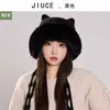 Xiaohongshu Recomenda Chapéus de Tricô Fofos com Orelhas de Gato de Desenho Animado para Meninas no Outono e Inverno, Chapéus de Lã Grossos com Gola Grande de Pelo Estilo Coreano