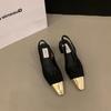 Zapatos de Tacón Alto para Mujer 2025 Verano y Otoño Nuevo Estilo Baotou Hueco en la Espalda Moda Tacón Bajo Nicho Punta Cuadrada Hueco en la Espalda Tacón Grueso Planos