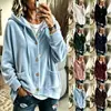 Chaqueta Cardigan de Manga Larga de Terciopelo Dorado Casual de Moda de Color Sólido con Botones y Capucha Otoño/Invierno Nuevo Europeo y Americano para Mujer 2026