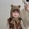 Otoño e Invierno Nuevo Estilo Sombrero y Bufanda para Niños Todo en Uno Invierno Lindo y Cálido Sombrero de Lana para Niños y Niñas Bebé Venta al por Mayor