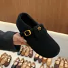 Zapatos de Algodón Estilo Birkenstock Grises para Mujer, Nuevo Estilo Invierno 2025, con Aumento Interno de Altura, Suela Gruesa, Cálidos y con Forro de Felpa, Mocasines