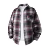 Produto em destaque: Nova camisa casual xadrez de manga comprida masculina para primavera e outono, jaqueta camisa casual moderna unissex com gola de lapela