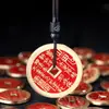 Colgante Auténtico de Latón y Cinabrio Hebilla de Paz Bagua Taoísta Adorno Colgante para Hombres y Mujeres Estilo Chino Moneda de Cobre