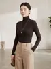 Suéter de Lana de Nuevo Estilo Otoño e Invierno con Cuello Medio Alto para Mujer Suéter de Punto Canalé Adelgazante sin Costuras para Superponer Capa Interior Capa Base