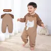 Macacão com zíper para bebês e crianças pequenas, roupas de bebê de veludo cotelê de manga comprida, macacão fofo de outono e inverno espessado, macacão de inverno para engatinhar