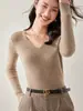 Tejido de Punto de Cachemira para Mujer con Cuello en V de Manga Larga Prendas de Punto Versátiles para Usar por Debajo 26 Otoño e Invierno Nuevo Tejido de Punto Suave y Amigable con la Piel