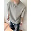 2026 Verão Novo Padrão de Milho Manga Curta Camisa Base Masculina Verão Manga Curta Camiseta Top Tamanho Grande Solta Fina Camiseta