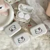 Ins Linda Silenciosa Sudorosa Pequeño Maullido Caja para Lentes de Contacto Simple Portátil Caja para Pupilas de Belleza Caja de Cuidado Compañera B77