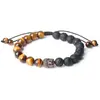 Pulsera de Ojo de Tigre y Piedra de Lava con Amuleto de Buda Diseño Elástico Ajustable Piedras Naturales y Aromaterapia Cuentas de Lava Joyería de Sanación Espiritual para Hombres y Mujeres Accesorio de Bienestar Hecho a Mano