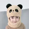 Inverno Bonito Urso Cachecol Chapéu Quente Chapéu Tudo-Em-Um Estudante Lã de Cordeiro Estilo Coreano Chapéu Feminino Máscara Chapéu de Pelúcia