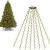 Luz de topo de árvore em formato de anel LED de Natal, luz para árvore de Natal caseira, luz decorativa de árvore suspensa em cascata de estrela de cinco pontas de baixa voltagem