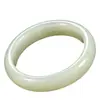 Pulseira de Jade Afegão Verde Natural e Jade Branco Cor de Água Clara Larga Média Pulseira Feminina de Jade Afegão Suprimento Vivo