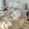 Modelo Nuevo 2026 Seda de Hielo Lavada Color Sólido Doble Cara Lujoso Artículo Individual y Juego de Ropa de Cama con Funda Nórdica, Sábana Plana y Sábana Ajustable