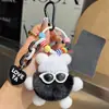 Lindo Colgante Llavero de Coche de Briquetas de Piel Sintética de Conejo Rex Muñeco de Peluche Popular Exquisito Colgante para Mochila Escolar Regalo
