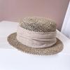 Sombrero Plano de Ala Pequeña Japonés Sombrero de Paja de Verano para Niños Protección Solar Tejido a Mano Sombrero Plano de Pasto Salado Banda Plegada Sombrero Parasol