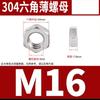 Tuerca hexagonal fina de acero inoxidable 304, tuerca ultrafina, tapa de rosca plana M3M4M5M6M8M10M12M16M18M20