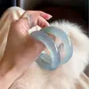 Pulsera Wholesale de Jade Cuarcita Color Azul Hielo Pulsera Plana Color Esmeralda para Mujer Tira Delgada Azul Cielo Aspecto Adelgazante