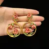 Pendientes de aro rosa estilo francés de lujo ligero, pendientes de flor de moda, gentiles y elegantes para mujer