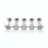Arete de Hueso del Oído de Titanio F136 con Estrella de Seis Puntas e Incrustación de Circonita, Joyería para Piercing Corporal de Aleación de Titanio G23 Transfronteriza, Arete para Oreja