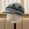 Gorra Negra de Pico de Pato para Mujer, Boina Cálida de Lana para Otoño e Invierno, Gorra de Periodista Retro de Alta Gama, Hace que la Cara Parezca Más Pequeña